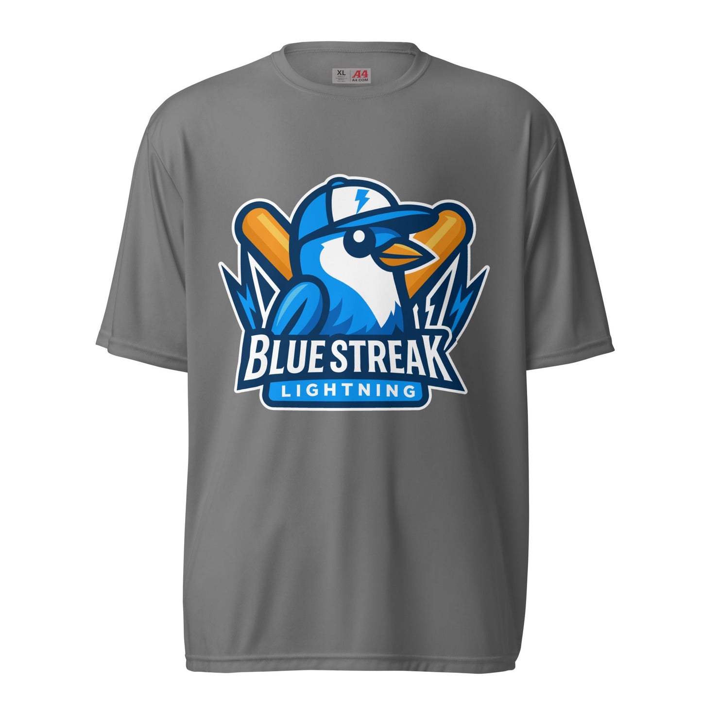 Active | Moisture Wicking Shirt | Blue Streak Lightning | Mascot Logo