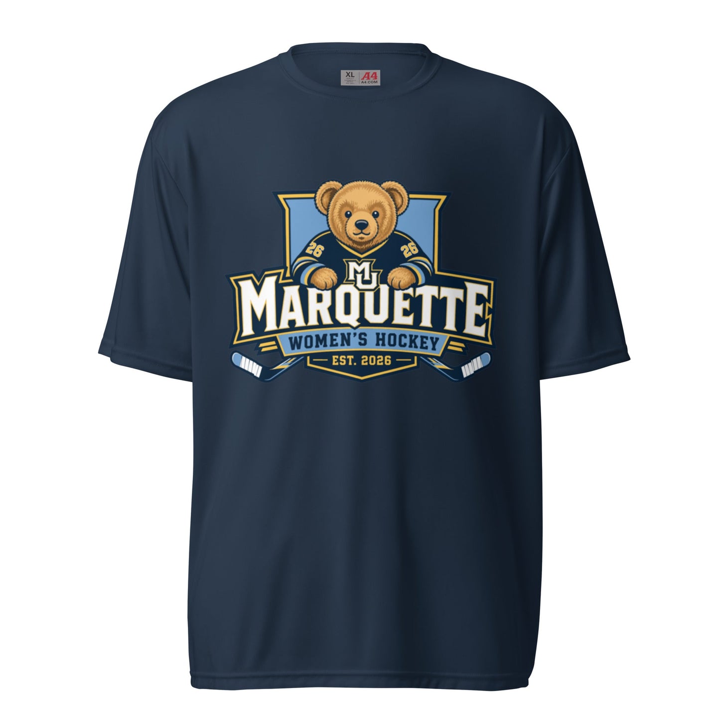 Active | Moisture Wicking Shirt | Marquette University Women's Hockey | Bear Athletics Logo