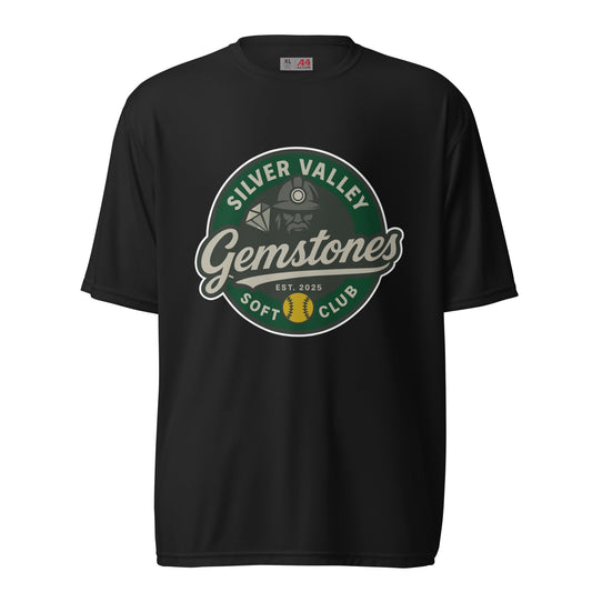 Active | Moisture Wicking Shirt | Silver Valley Gemstones | Badge Logo
