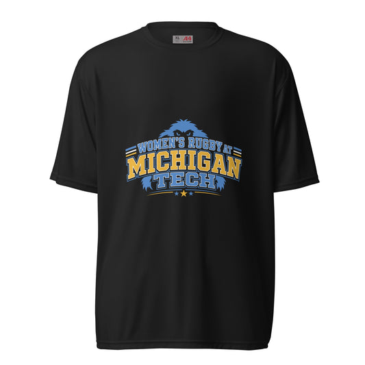 Active | Moisture Wicking Shirt | Women’s Rugby at Michigan Tech | Varsity Crest Logo