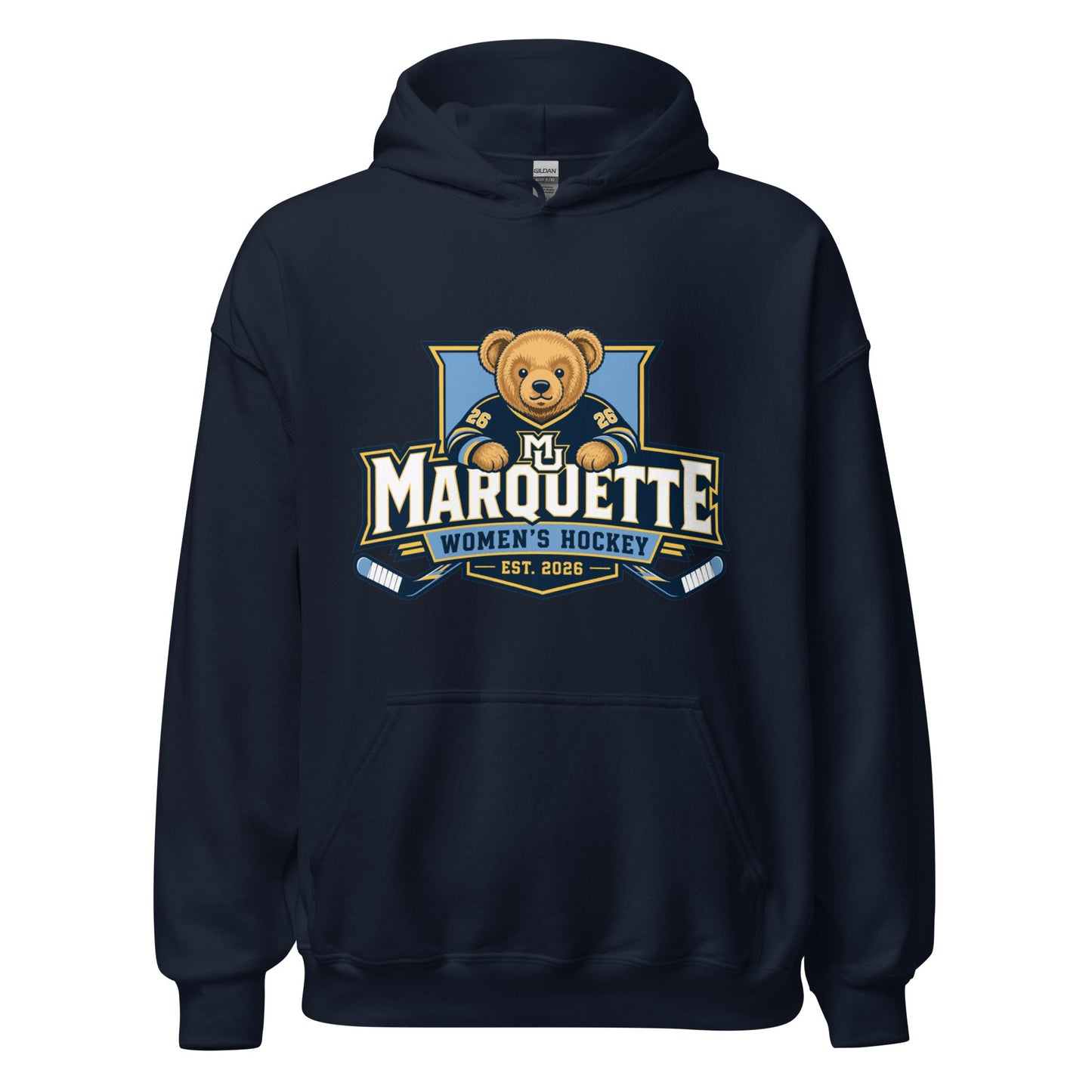 Classic | Hoodie | Marquette University Women's Hockey | Bear Athletics Logo