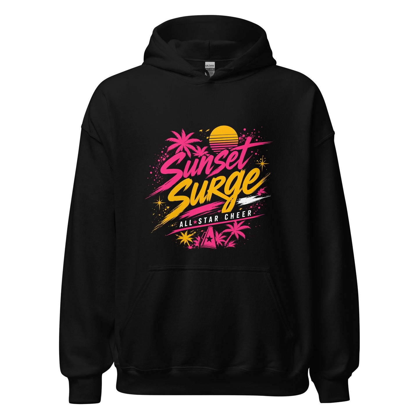 Classic | Hoodie | Sunset Surge All-Star Cheerleading | Neon Palm Cheer Logo