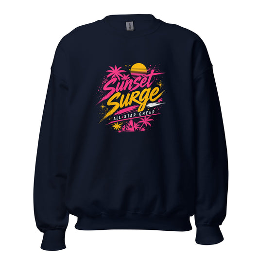 Classic | Sweatshirt | Sunset Surge All-Star Cheerleading | Neon Palm Cheer Logo