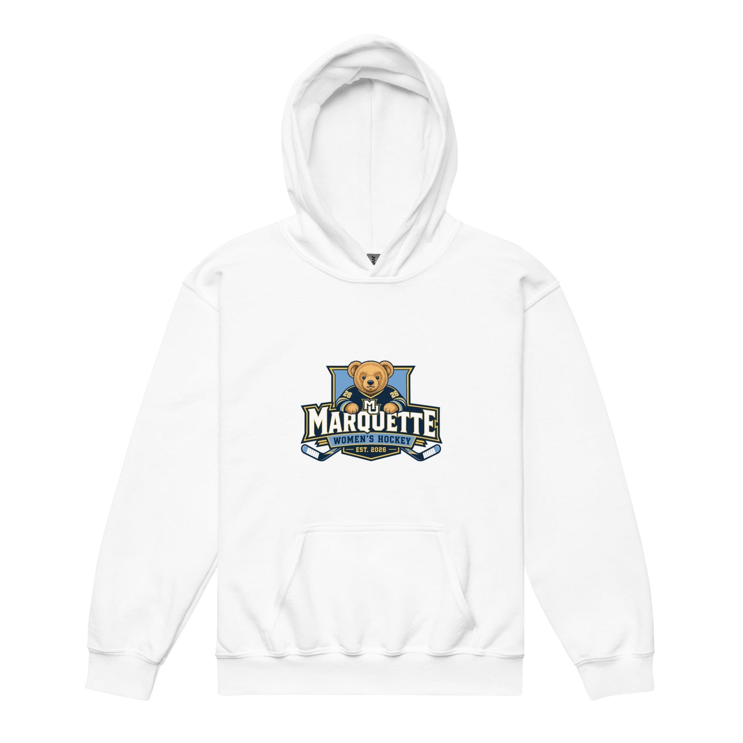 Classic | Youth Hoodie | Marquette University Women's Hockey | Bear Athletics Logo
