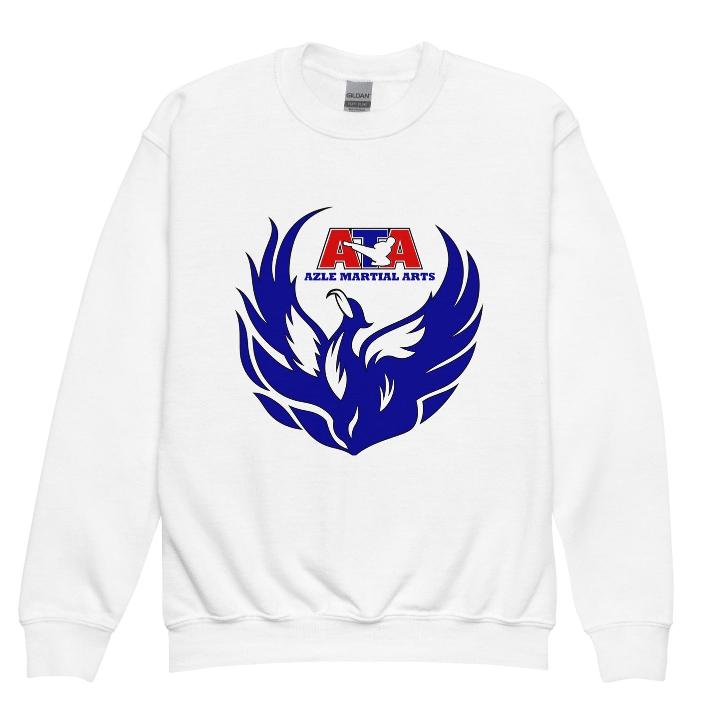 Classic | Youth Sweatshirt | Azle Martial Arts | Blue Fire Crest Logo