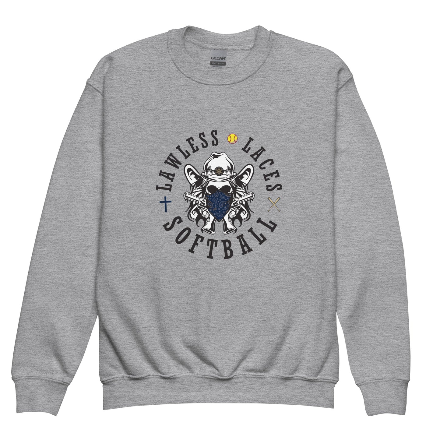 Classic | Youth Sweatshirt | Lawless Laces Softball | Bandana Mascot Logo