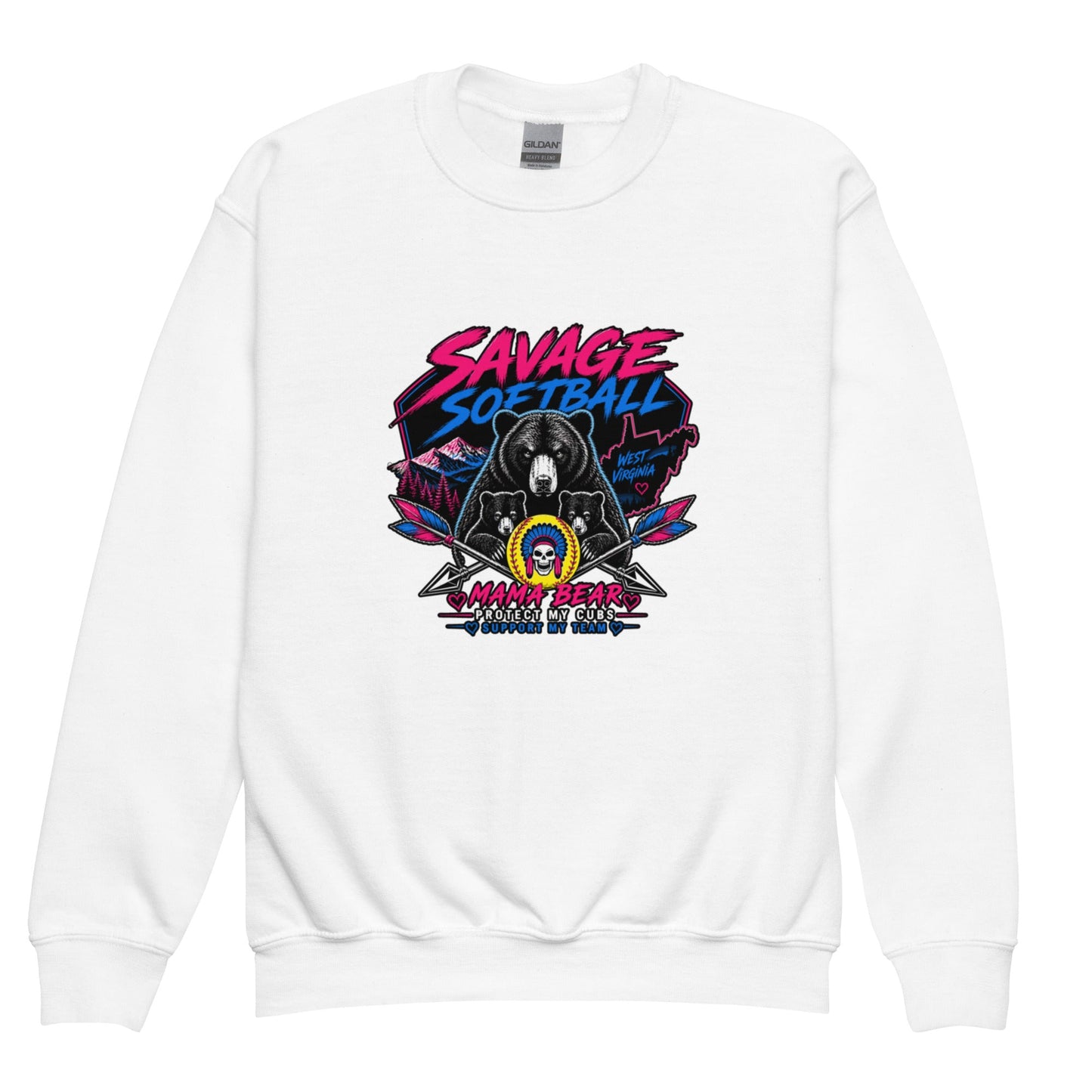Classic | Youth Sweatshirt | Savage Softball | Mascot Logo