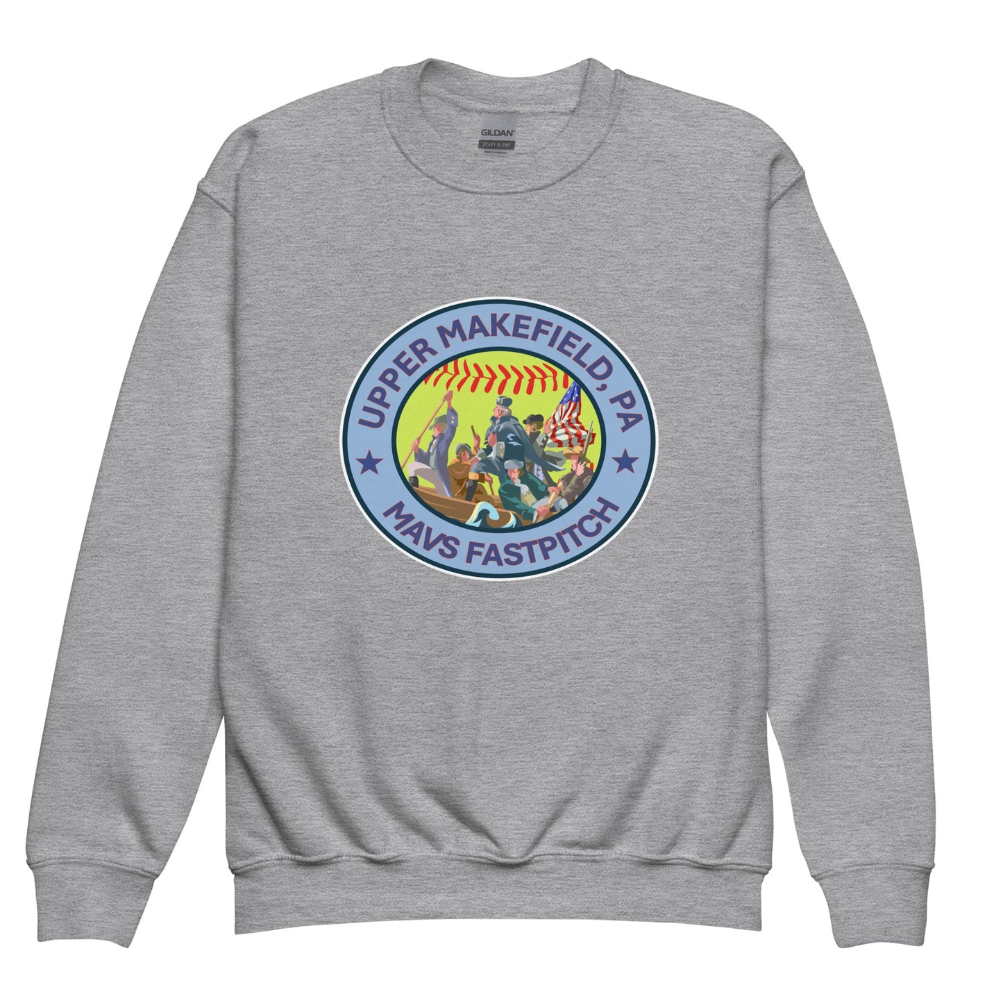 Classic | Youth Sweatshirt | Upper Makefield Mavs Fastpitch | Crossing Badge Logo