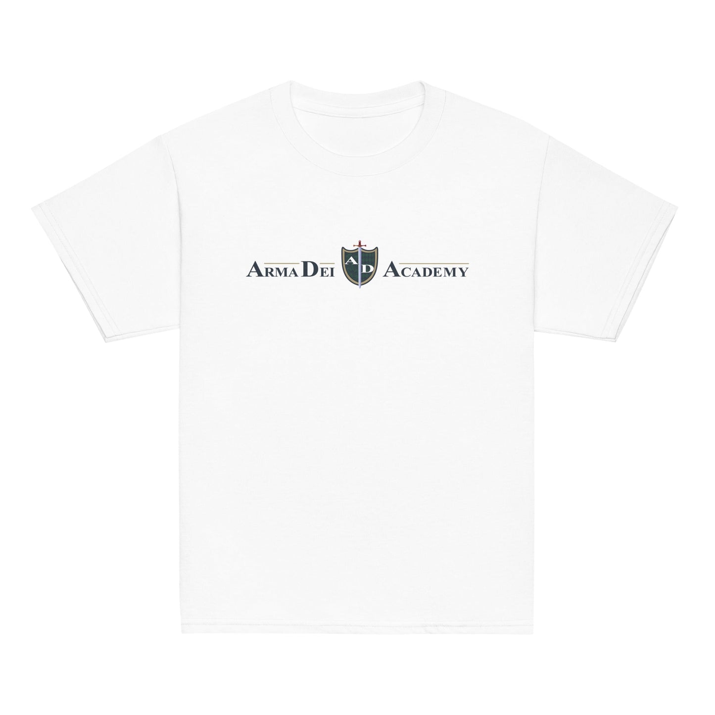 Classic | Youth T Shirt | Arma Dei Academy | Text Shield Logo