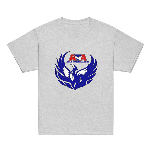Classic | Youth T Shirt | Azle Martial Arts | Blue Fire Crest Logo