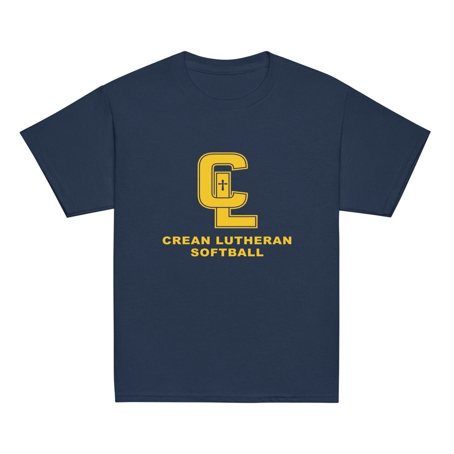 Classic | Youth T Shirt | Crean Lutheran Softball | Gold CL Softball Logo