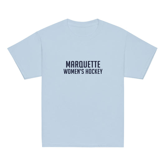 Classic | Youth T Shirt | Marquette University Women's Hockey | Collegiate Front Logo