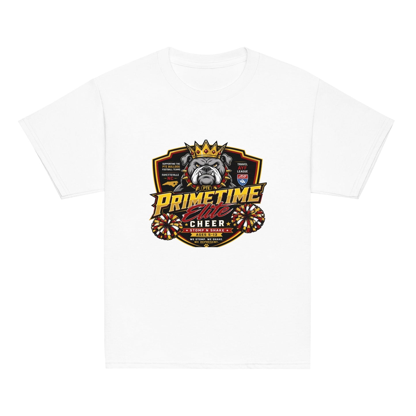 Classic | Youth T Shirt | PTE Bulldog Cheer | Shield Logo