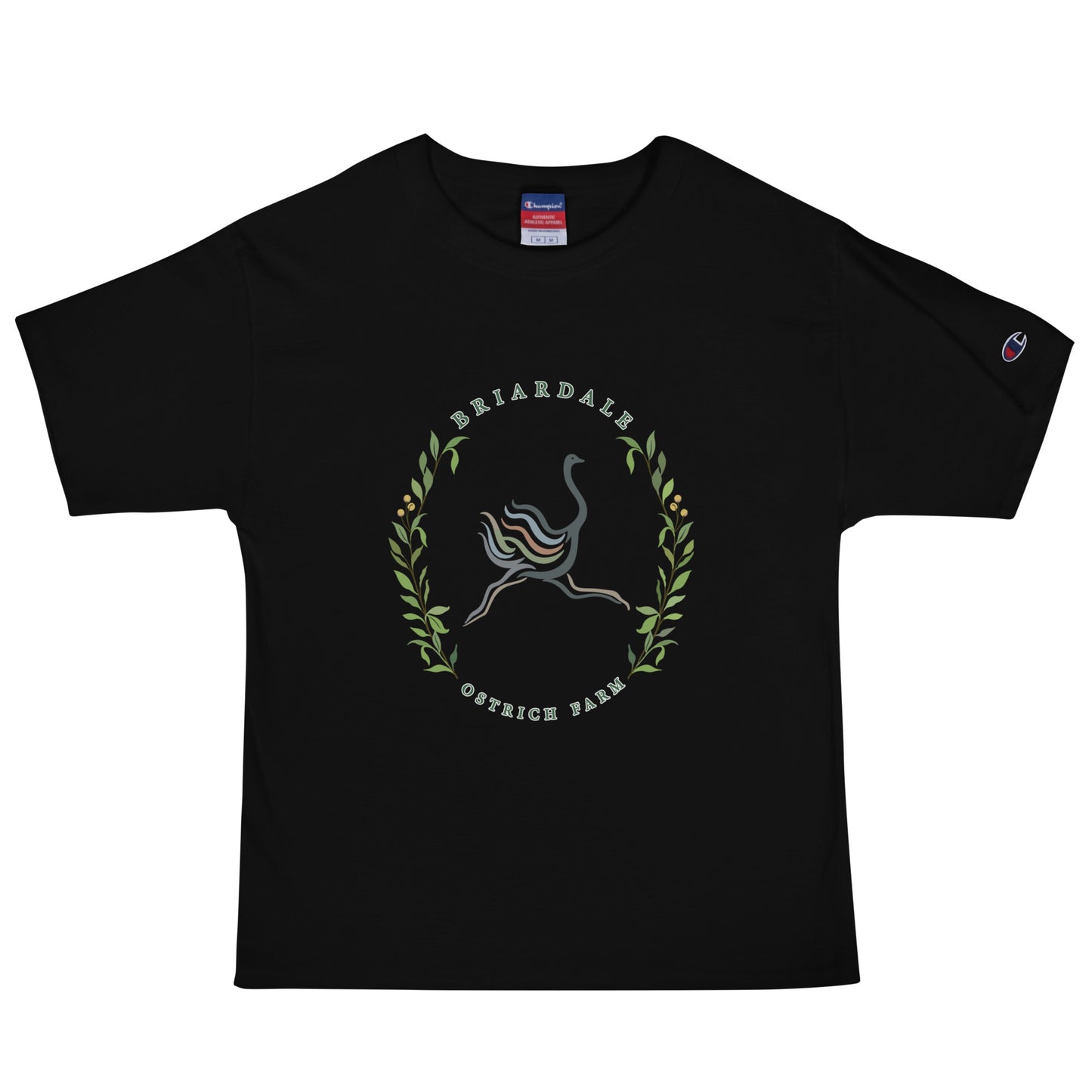 Signature | Champion T-Shirt | Briardale Ostrich Farm | Crest Logo