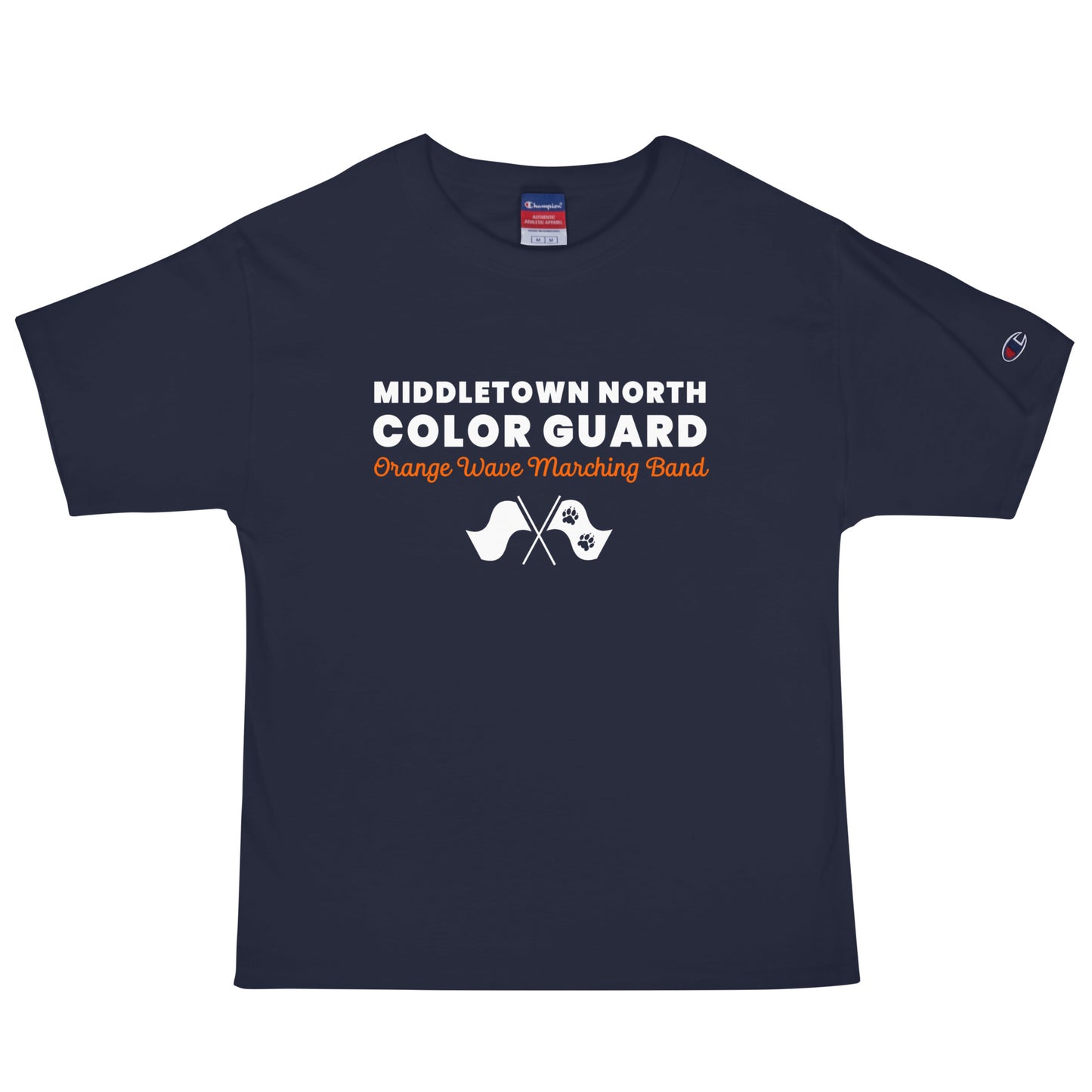 Signature | Champion T-Shirt | Orange Wave Marching Band | Modern Script Logo