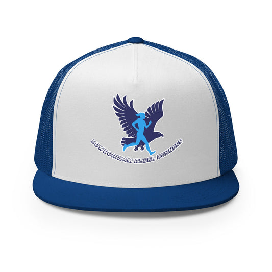 Performance | 5 Panel Trucker Cap | Bowdoinham Rebel Runners | Emblem Logo