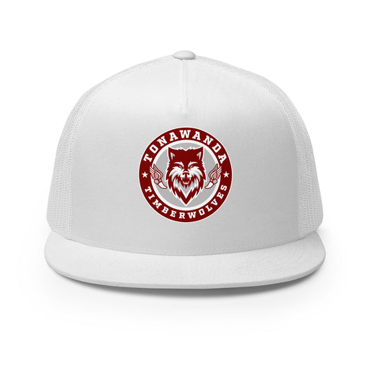 Performance | 5 Panel Trucker Cap | Tonawanda High School Track and Field | Mascot Badge Logo