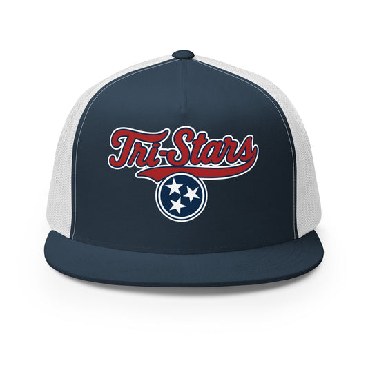 Performance | 5 Panel Trucker Cap | Tri - Stars | 3 Stars Logo