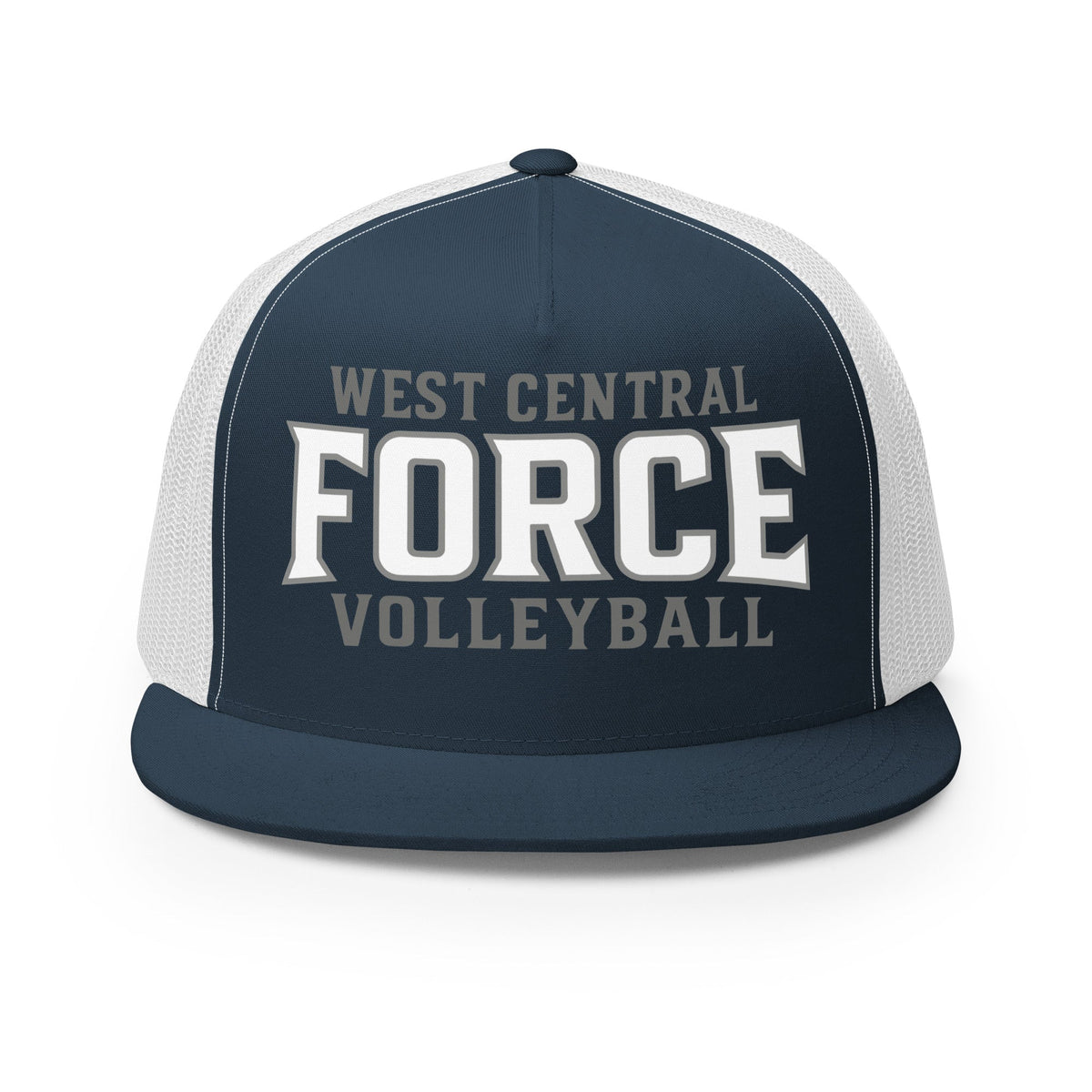 Performance | 5 Panel Trucker Cap | West Central Force Volleyball | Grey Logo
