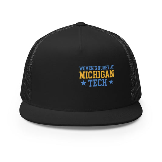 Performance | 5 Panel Trucker Cap | Women’s Rugby at Michigan Tech | Varsity Crest Logo