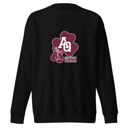 Performance | Crewneck | Aquinas Li’l Irish Boxing | AQ Shamrock Logo