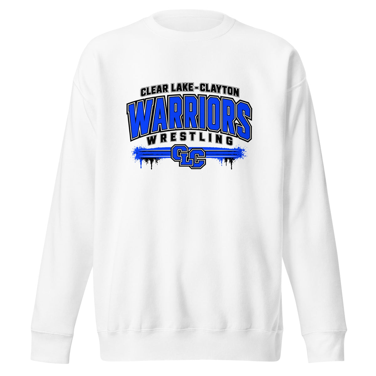Performance | Crewneck | Clear Lake - Clayton Wrestling | Warrior Crest Logo