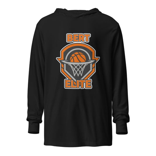 Performance | Hooded Long Sleeve T Shirt | Bert Elite AAU | Hoop Badge Logo