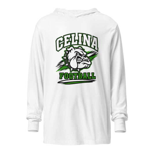 Performance | Hooded Long Sleeve T Shirt | Celina Black Football | Emblem Logo