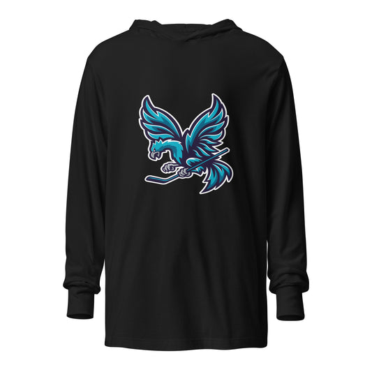 Performance | Hooded Long Sleeve T Shirt | Charlotte Rise | Mascot Logo