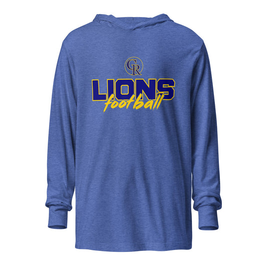 Performance | Hooded Long Sleeve T Shirt | Chestnut Ridge Lions Football | Vanguard Logo