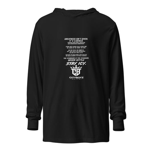 Performance | Hooded Long Sleeve T Shirt | City Boyz Elite | Legacy Builder Mark Logo