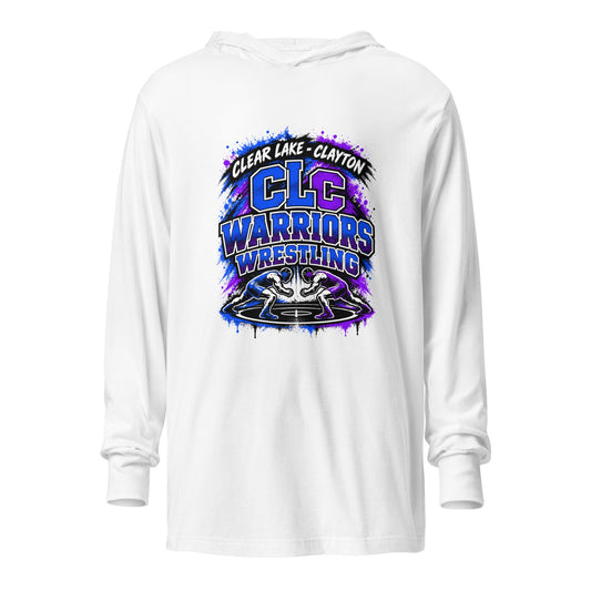 Performance | Hooded Long Sleeve T Shirt | Clear Lake - Clayton Wrestling | Apex Logo