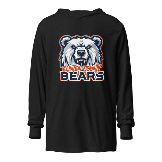 Performance | Hooded Long Sleeve T Shirt | CLINTON COUNTY BEARS | Bears Mascot Logo