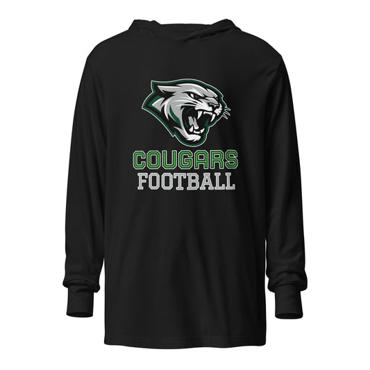 Performance | Hooded Long Sleeve T Shirt | Colts Neck Cougars | Youth Tackle Football (AYF) | Strike Mascot Logo