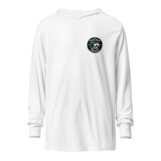 Performance | Hooded Long Sleeve T Shirt | Colts Neck Cougars | Youth Tackle Football (AYF) | Varsity Badge Logo