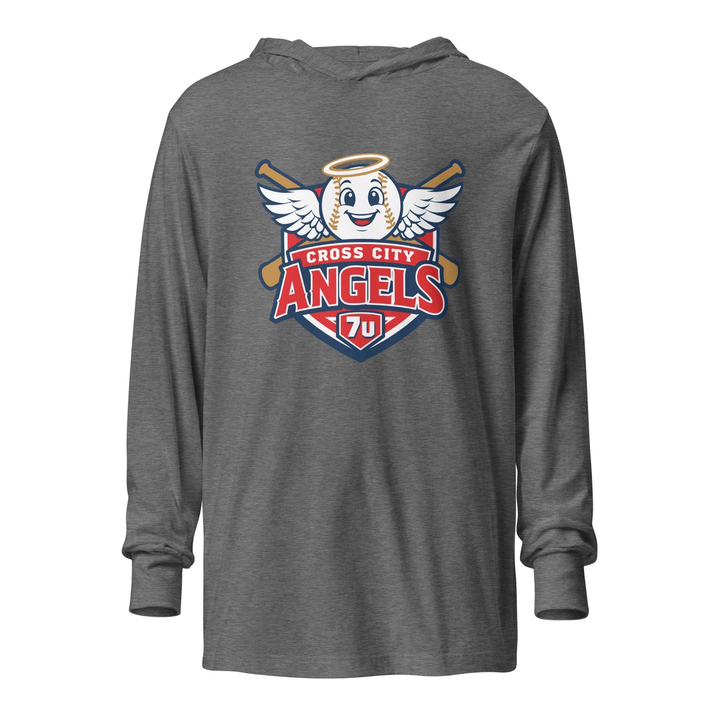 Performance | Hooded Long Sleeve T Shirt | Cross City Angels | Shield Logo