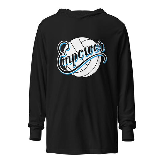 Performance | Hooded Long Sleeve T Shirt | Empower Volleyball Club | Emblem Logo