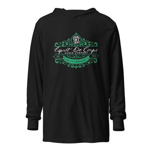 Performance | Hooded Long Sleeve T Shirt | Esprit de Corps Dance Co., LLC | Crest Logo