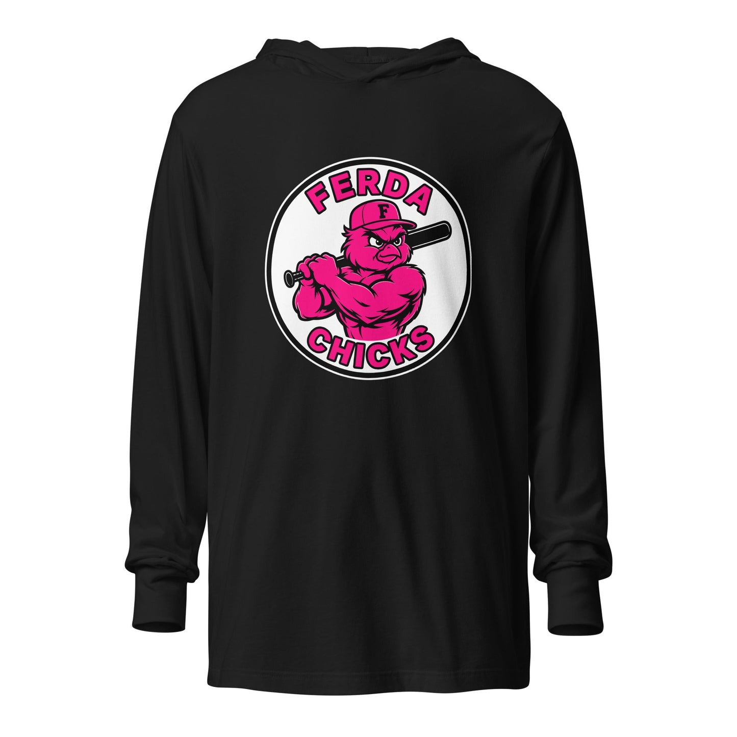 Performance | Hooded Long Sleeve T Shirt | FerDa Chicks | Badge Logo