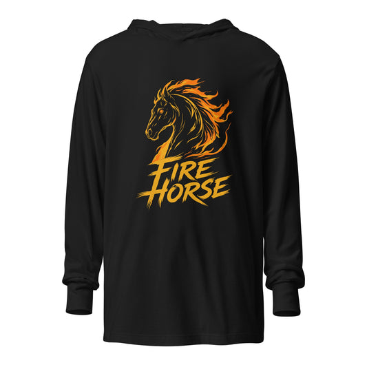 Performance | Hooded Long Sleeve T Shirt | Fire Horse Masters | Emblem Logo