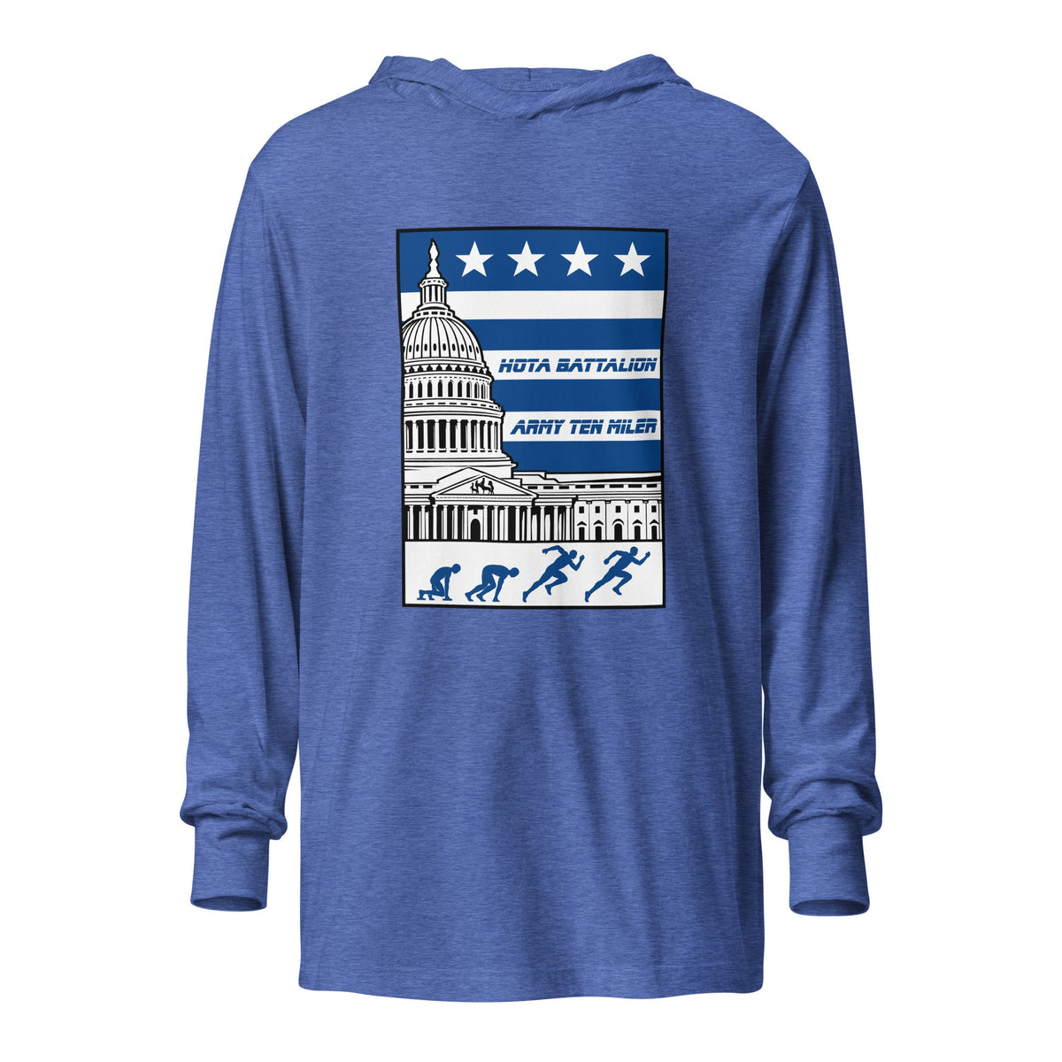 Performance | Hooded Long Sleeve T Shirt | Hoya battalion Ten Miler | Emblem Logo