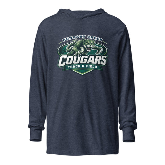 Performance | Hooded Long Sleeve T Shirt | Hungary Creek Cougar | Shield Logo