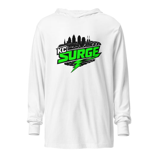 Performance | Hooded Long Sleeve T Shirt | Kansas City Surge | Neon Skyline Logo