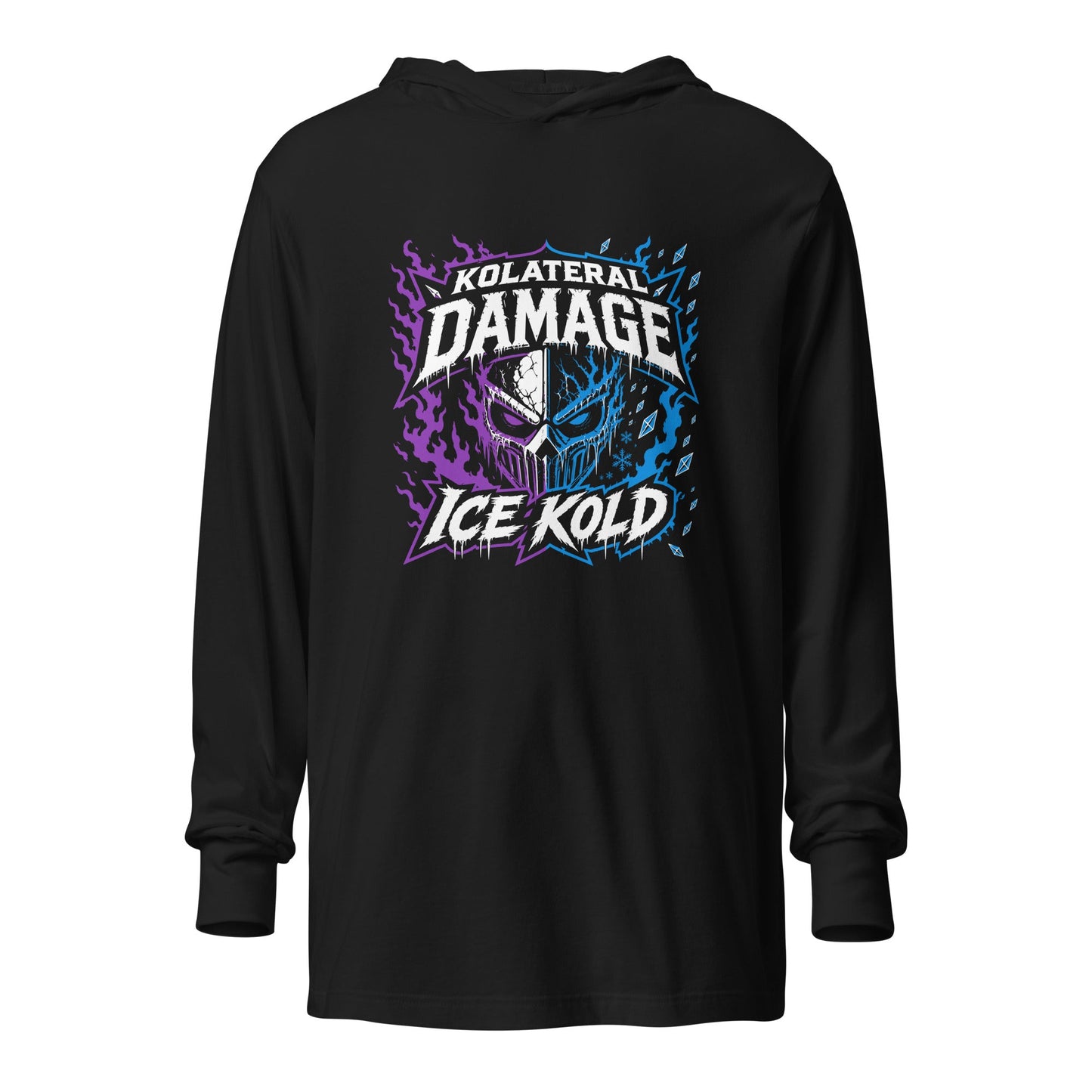 Performance | Hooded Long Sleeve T Shirt | Kolateral Damage E-Sports | Ice Kold Crest Logo