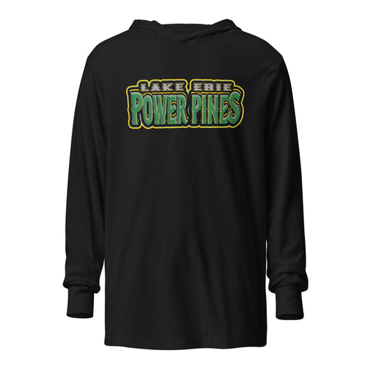 Performance | Hooded Long Sleeve T Shirt | Lake Erie Power Pines | Script Logo