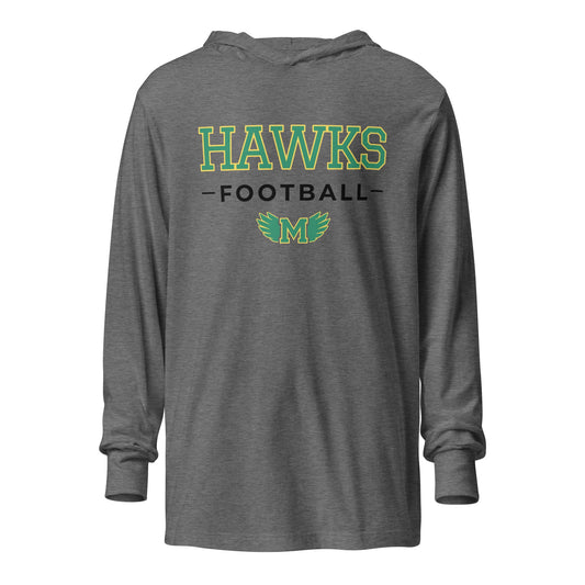 Performance | Hooded Long Sleeve T Shirt | Lake Minneola Hawks Football | Mark Logo