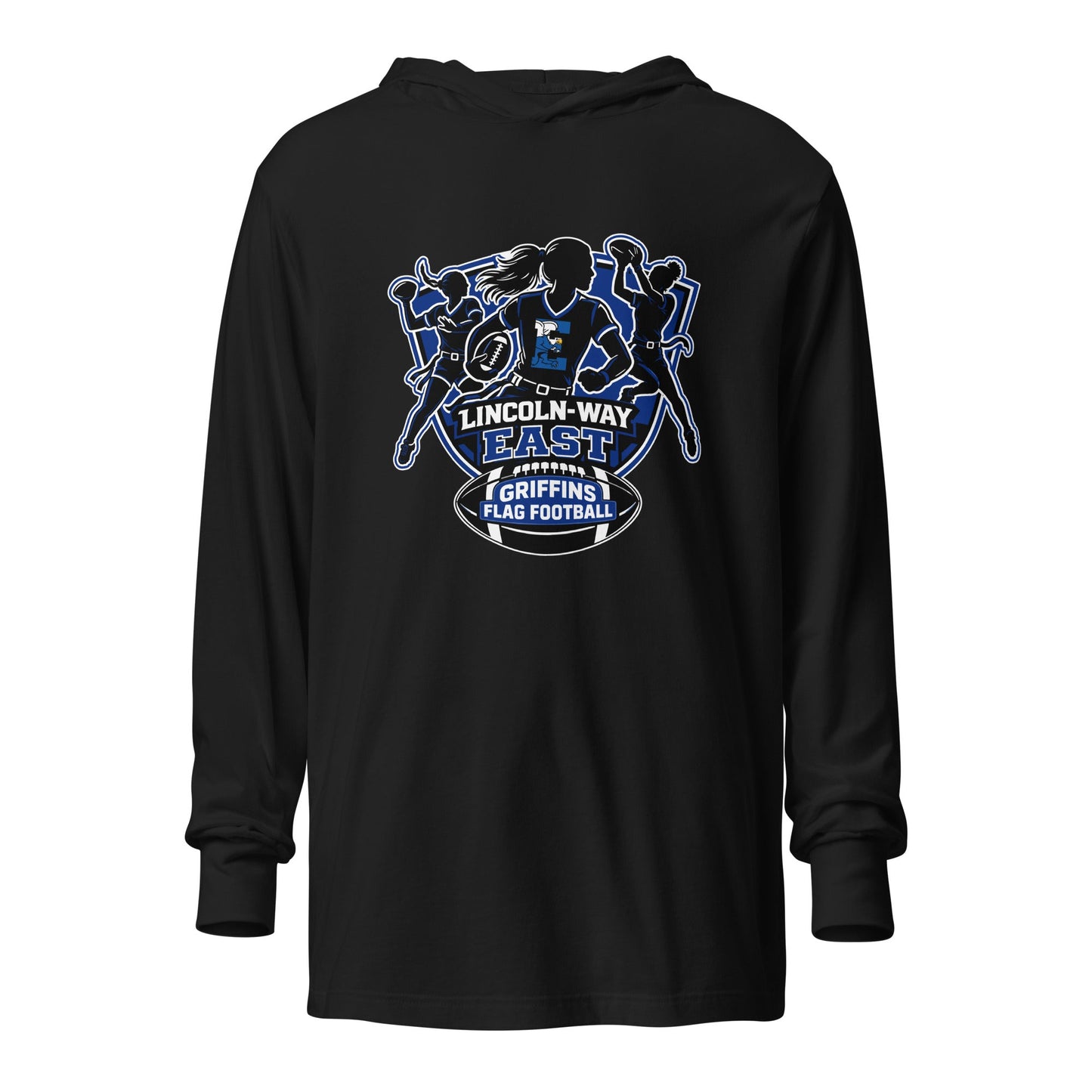 Performance | Hooded Long Sleeve T Shirt | LWE Flag Football | Athletics Logo