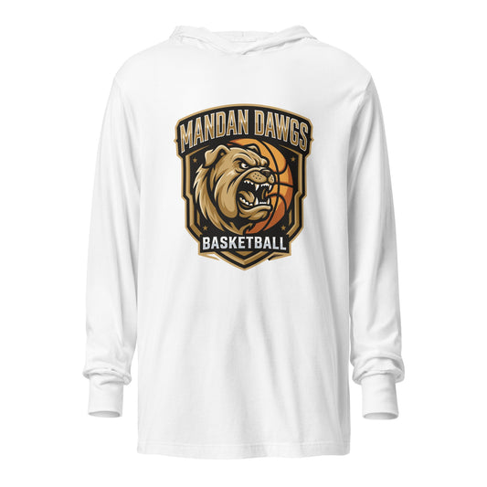 Performance | Hooded Long Sleeve T Shirt | Mandan Dawgs Basketball | Shield Logo