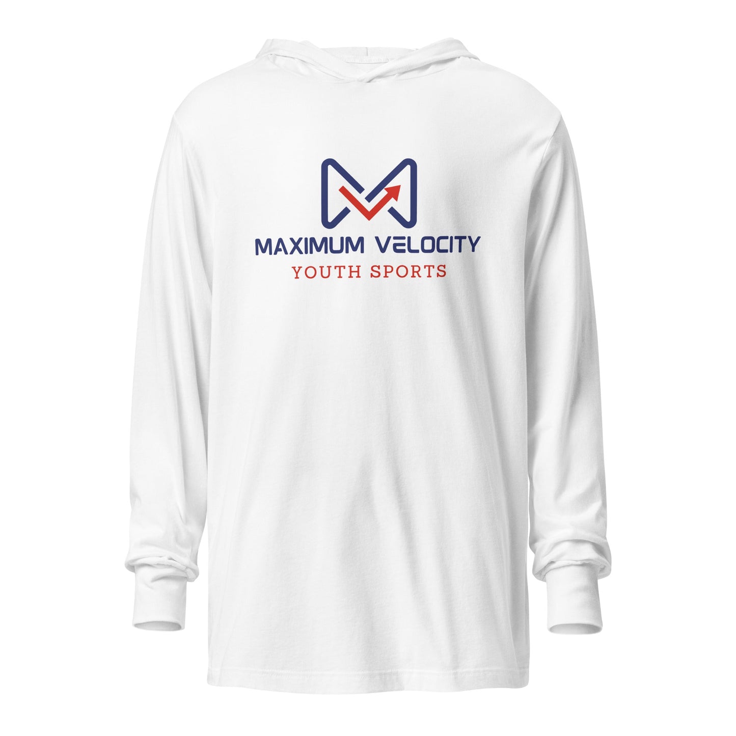 Performance | Hooded Long Sleeve T Shirt | Maximum Velocity Youth Sports | Emblem Logo