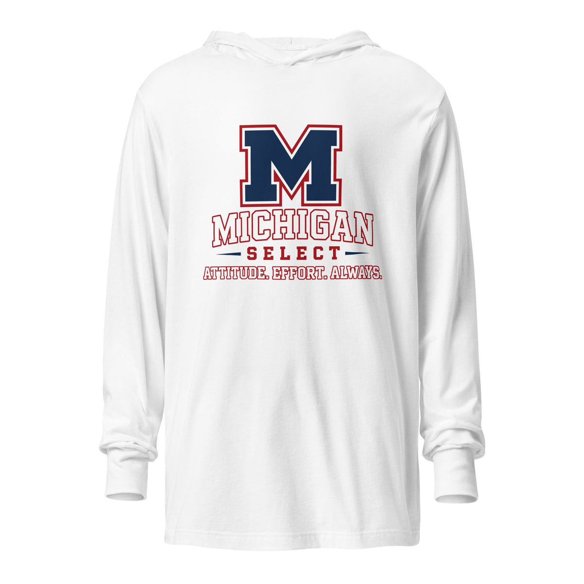 Performance | Hooded Long Sleeve T Shirt | Michigan Select Baseball | Crest Logo